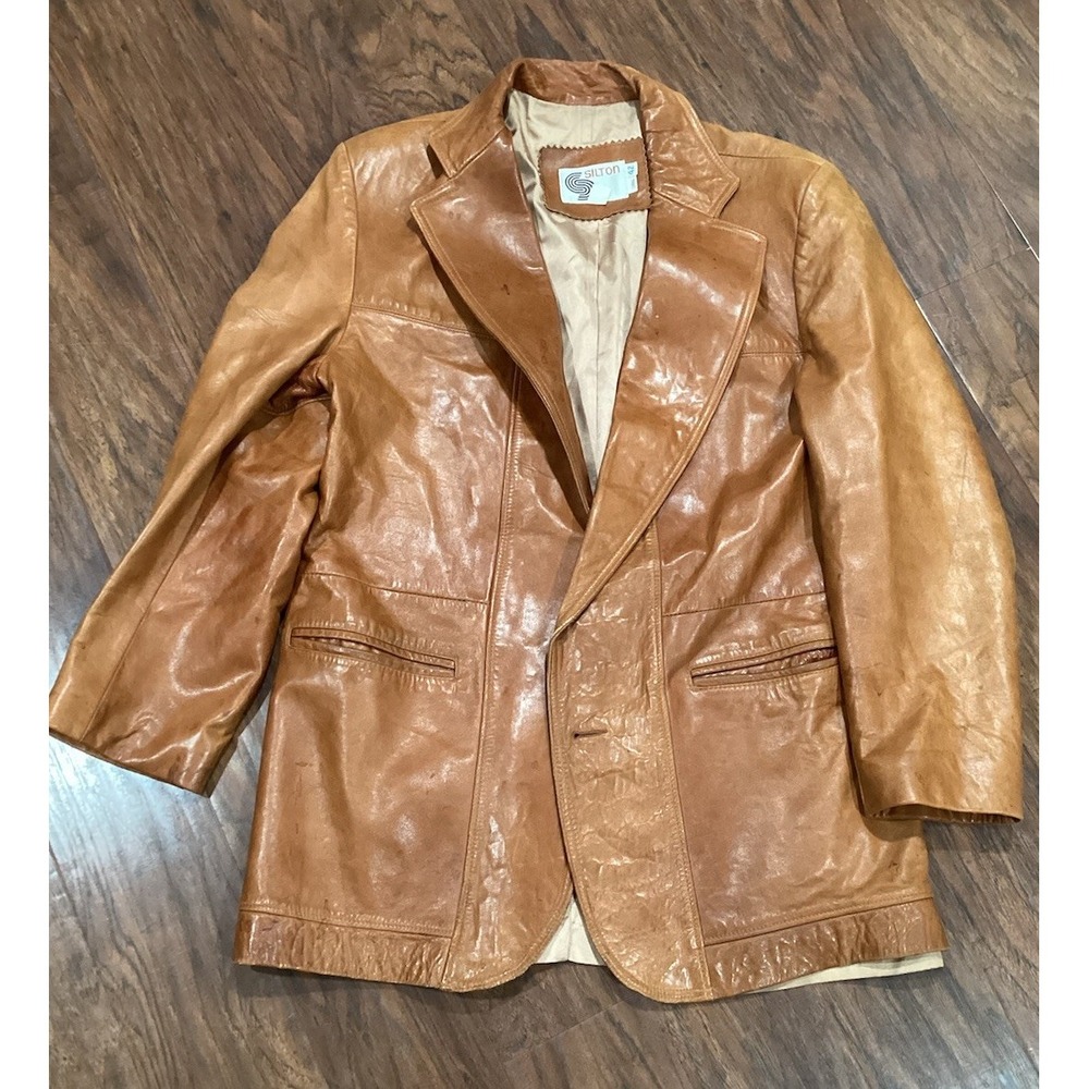 Vintage SILTON  Men's Leather  Blazer Jacket Sport Coat 42 Long